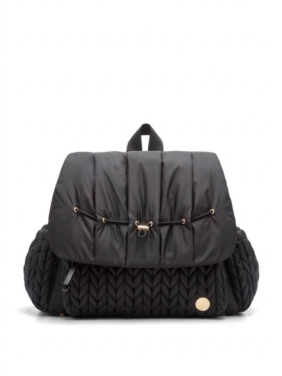 Happ Handbags - HAPP Brand Levy Designer Diaper Bag Backpack - Black Herringbone Quilted Storage